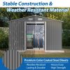 10X8 FT Outdoor Storage Shed, Metal Foundation & Lockable Doors, Tool Shed For Garden, Patio, Backyard, Lawn, Grey - Decindoor