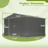 10X8 FT Outdoor Storage Shed, All Weather Metal Sheds With Lockable Doors, Tool Shed For Garden, Patio, Backyard, Lawn, Black - Decindoor