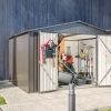10X8 FT Outdoor Storage Shed, All Weather Metal Sheds With Lockable Doors, Tool Shed For Garden, Patio, Backyard, Lawn, Black - Decindoor