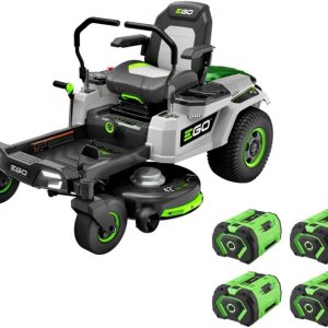 EGO Power+ Electric Riding Lawn Mower, 42" Deck with Zero Turn Radius, Includes (4) 56V 10.0Ah Batteries and Charger ZT4204L - Decindoor