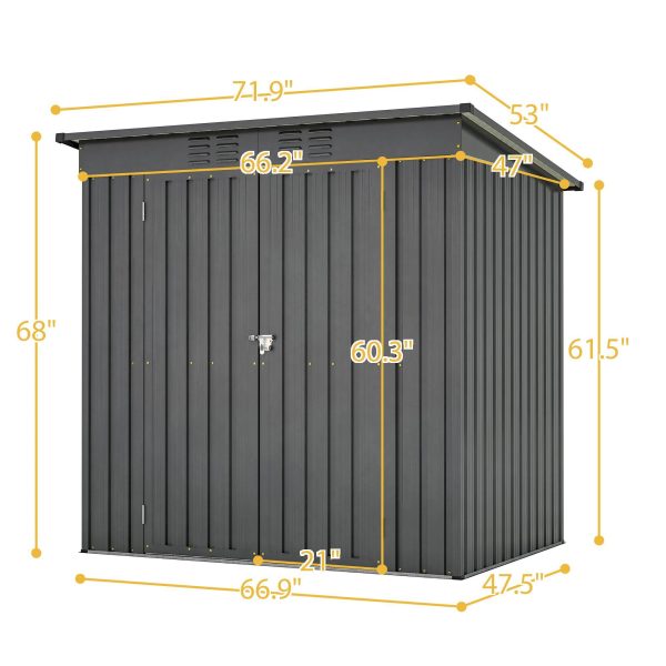 6 X 4 Ft Outdoor Storage Shed, All Weather Tool Shed For Garden, Backyard, Lawn, Black - Decindoor