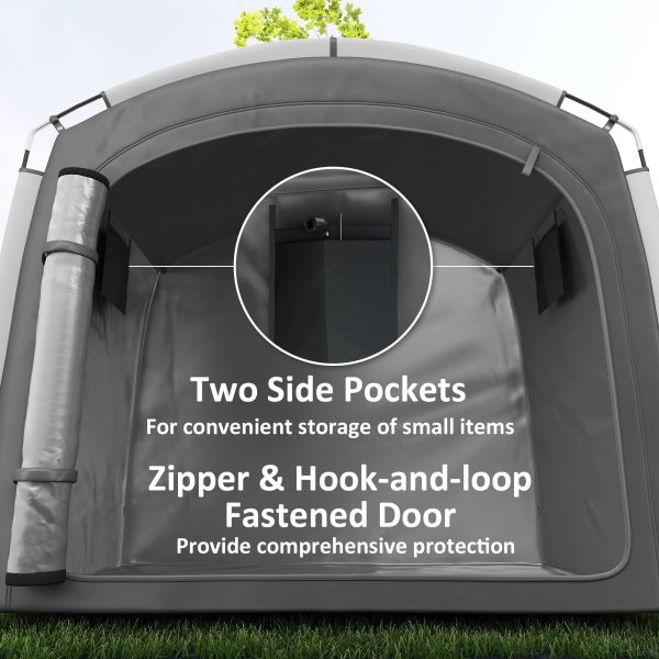 Bike Storage Shed Tent, Portable And Waterproof With 210D Oxford Fabric And Carry Bag For 3 - 4 Bicycles, Dark Gray - Decindoor