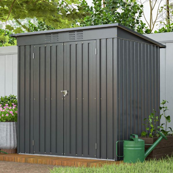 6 X 4 Ft Outdoor Storage Shed, All Weather Tool Shed For Garden, Backyard, Lawn, Black - Decindoor